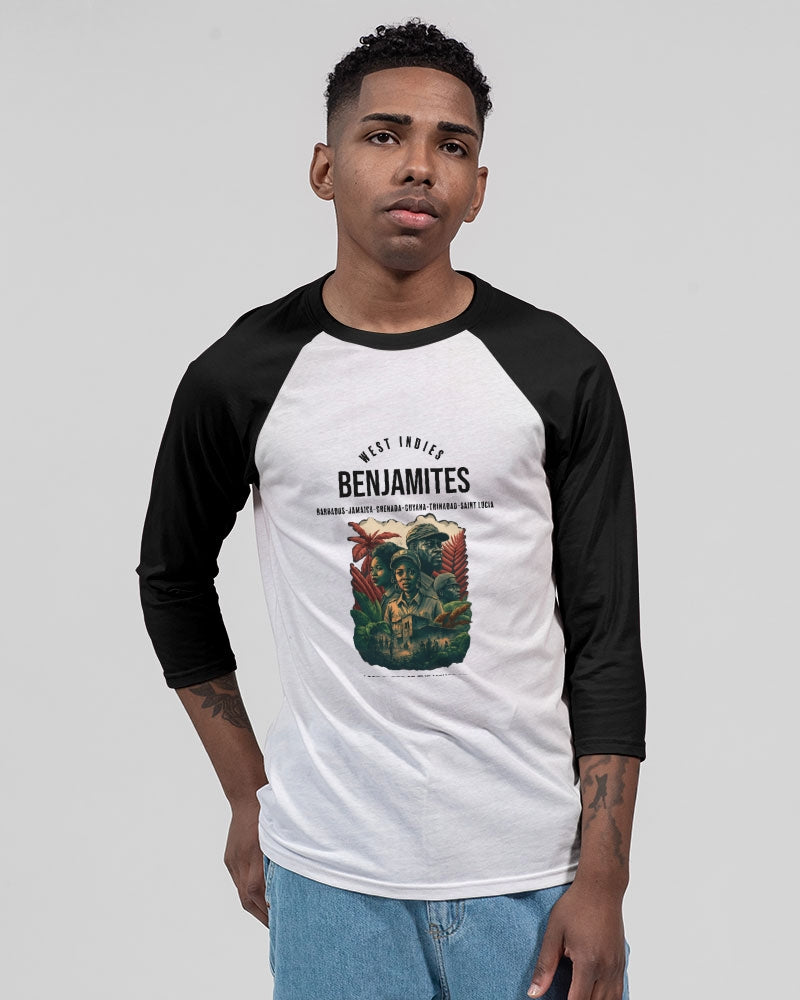 Benjamites West Indies House of Israel Unisex Three-Quarter Sleeve Baseball Tee | Bella + Canvas