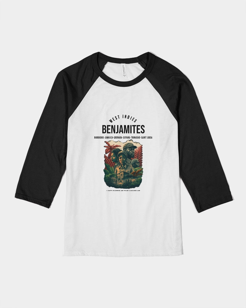 Benjamites West Indies House of Israel Unisex Three-Quarter Sleeve Baseball Tee | Bella + Canvas