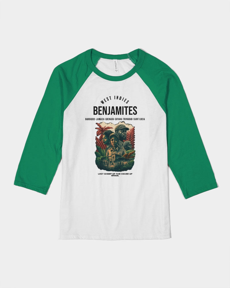 Benjamites West Indies House of Israel Unisex Three-Quarter Sleeve Baseball Tee | Bella + Canvas