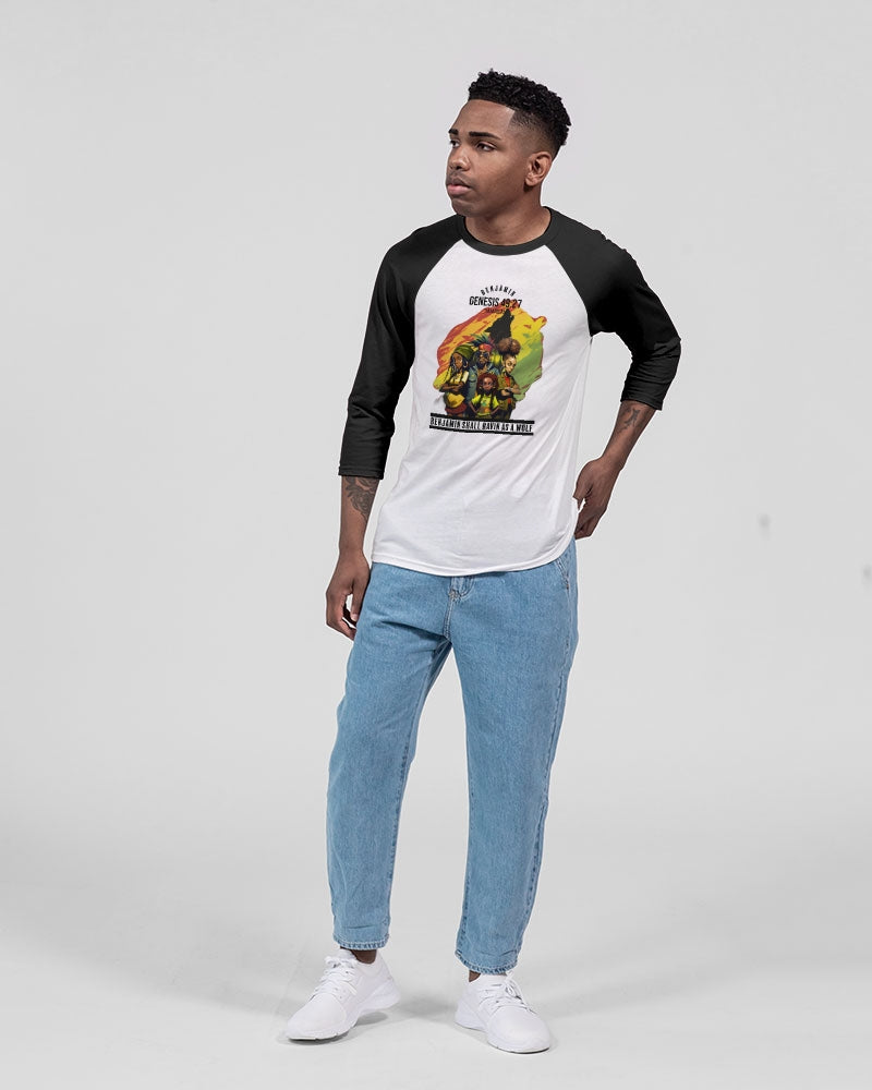 Benjamin GEN 49:27 Unisex Three-Quarter Sleeve Baseball Tee | Bella + Canvas