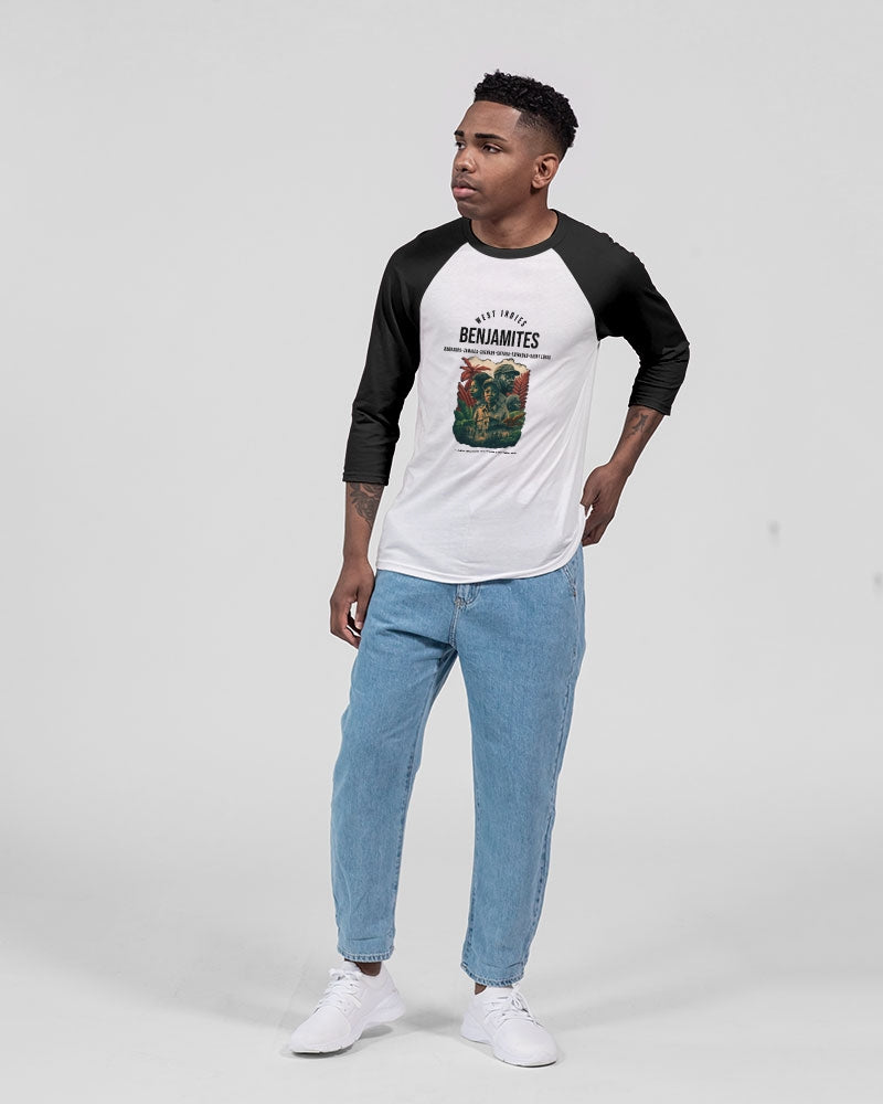 Benjamites West Indies House of Israel Unisex Three-Quarter Sleeve Baseball Tee | Bella + Canvas