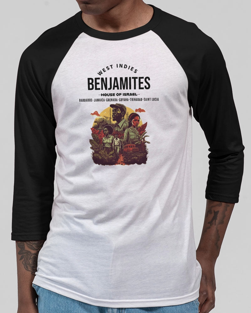 Benjamites ( West Indies) House of Israel Unisex Three-Quarter Sleeve Baseball Tee | Bella + Canvas