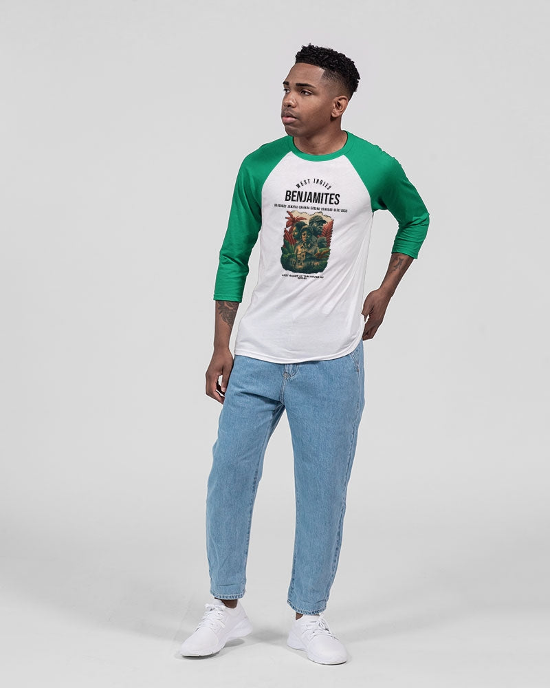 Benjamites West Indies House of Israel Unisex Three-Quarter Sleeve Baseball Tee | Bella + Canvas